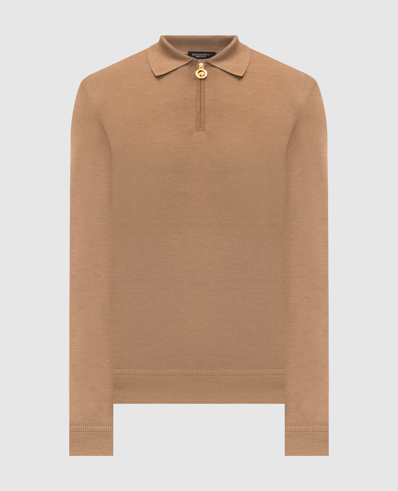 Brown silk polo shirt