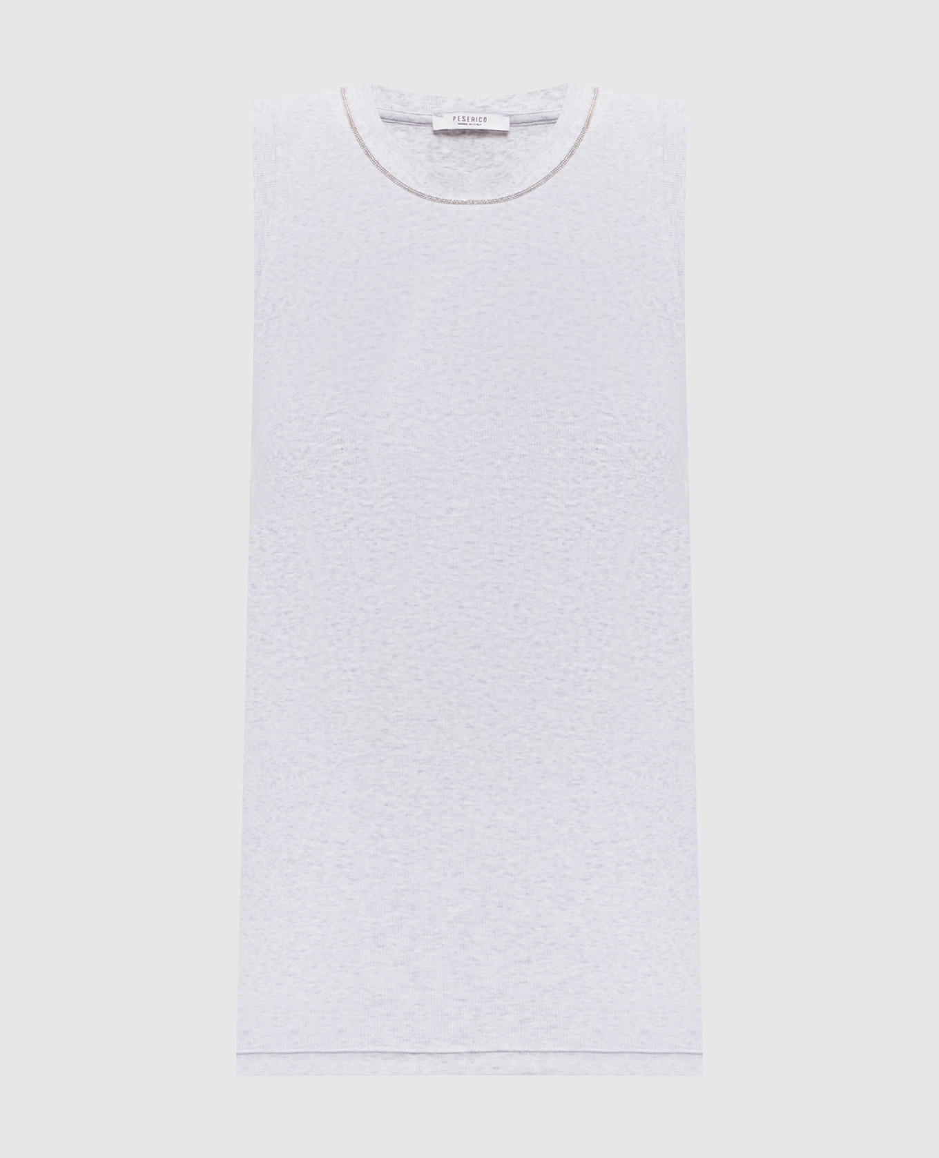 Grey melange tank top with monil chain