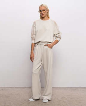 Brunello Cucinelli Ivory sweatshirt with monil chain MN05NB2R00