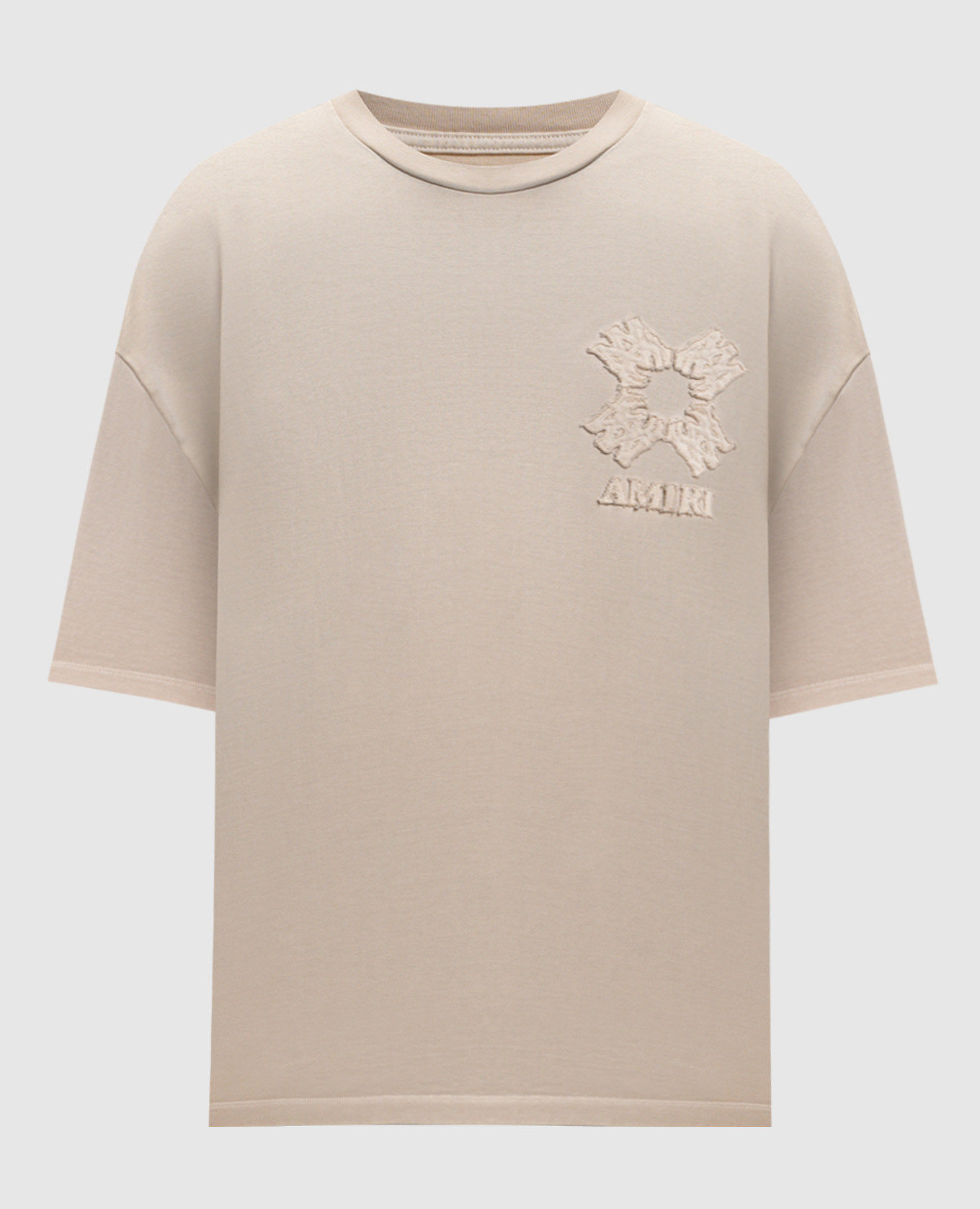 

Beige T-shirt with logo and emblem AMIRI