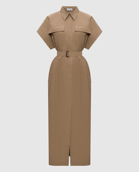 Brunello Cucinelli Beige shirt dress with monil chain ML140A5475