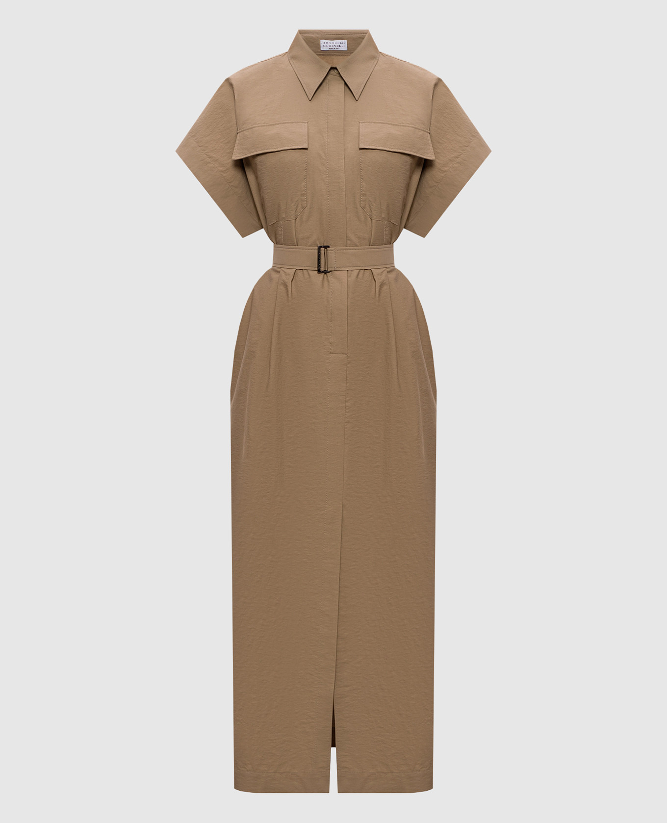 Beige shirt dress with monil chain