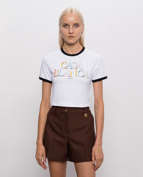 Casablanca White cropped T-shirt with logo print WPF26JTS01002