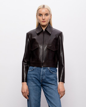 Babe Pay Pls Dark brown cropped leather jacket 2424ИЗМAMAZON