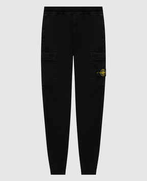 Stone Island Black joggers with logo patch L2S153100033S00L1