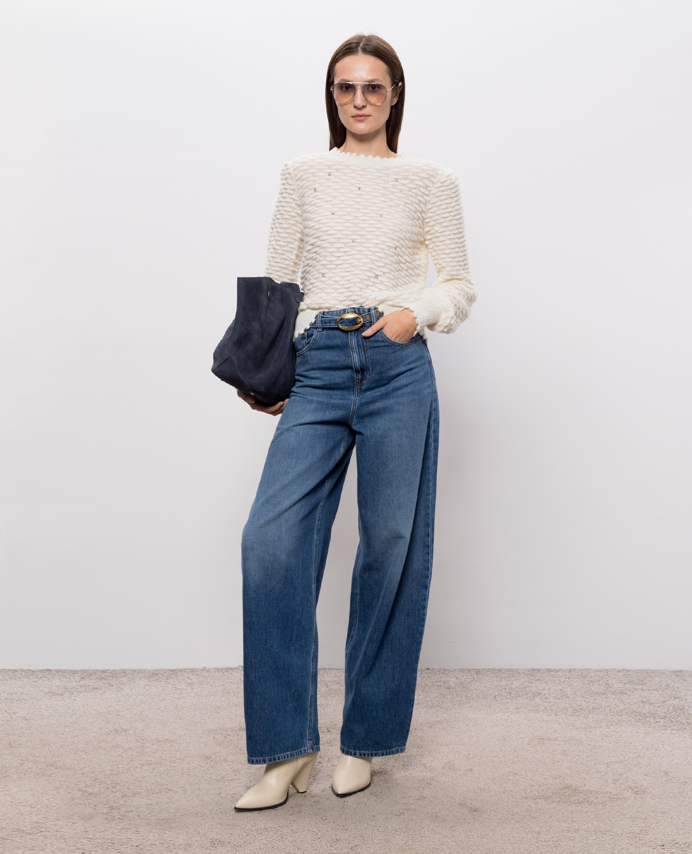 Ivory sweater with textured pattern Twinset 2