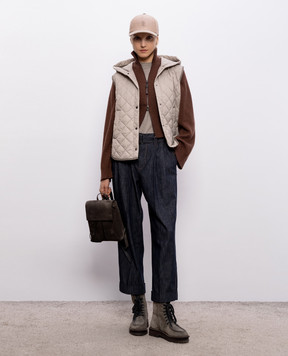 Brunello Cucinelli Beige cashmere and silk lurex t-shirt M41810000P
