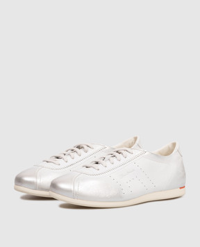 Santoni Grey leather sneakers with embossed logo WBYR61449TIRTNMC
