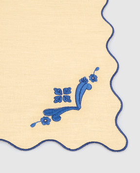 Los Encajeros Yellow linen serving napkin with embroidery NAPKINORIENTE