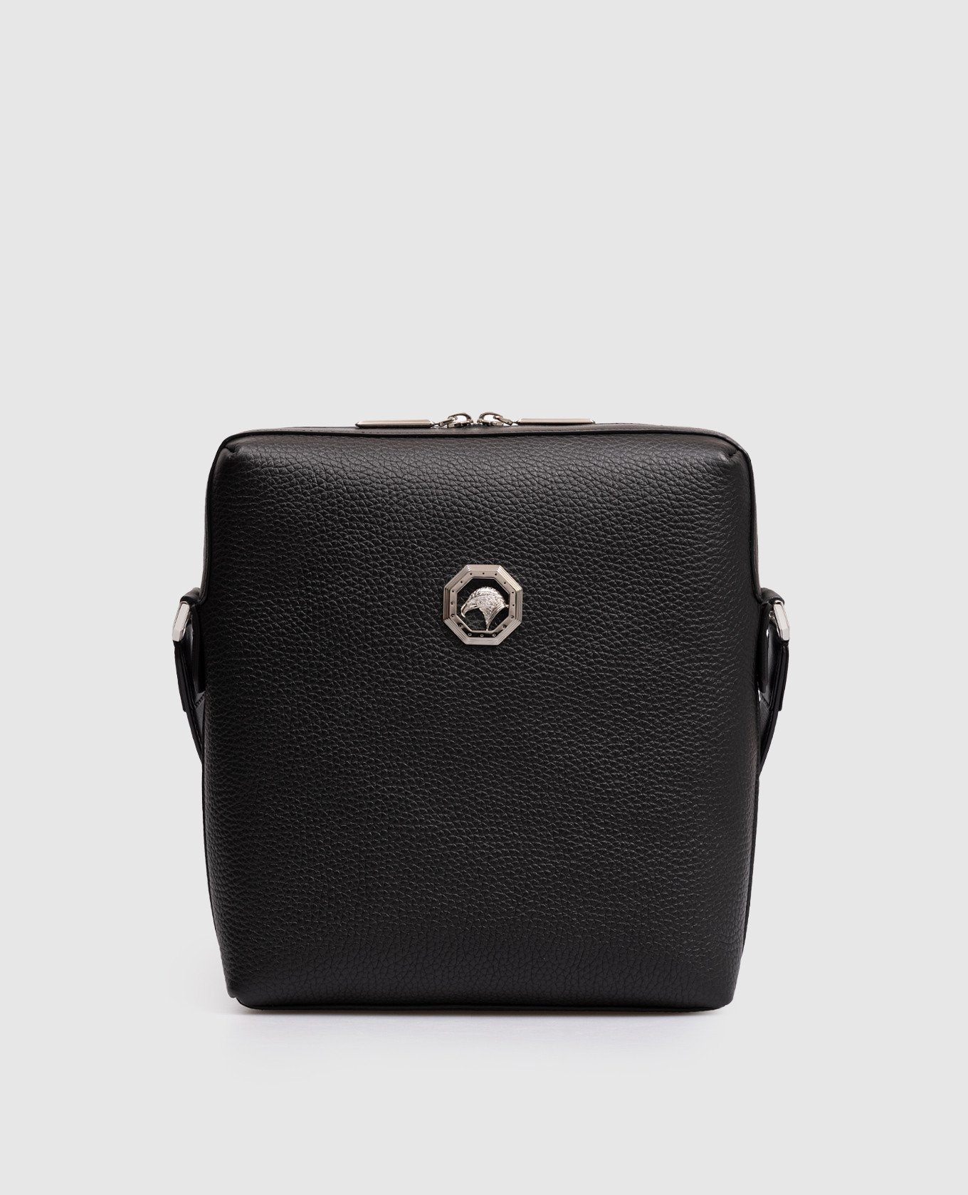 

Black leather bag with textured emblem Stefano Ricci