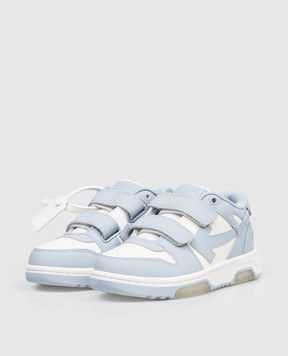 Off-White Out Of Office Children's Blue Leather Sneakers OBIA008S26LEA001