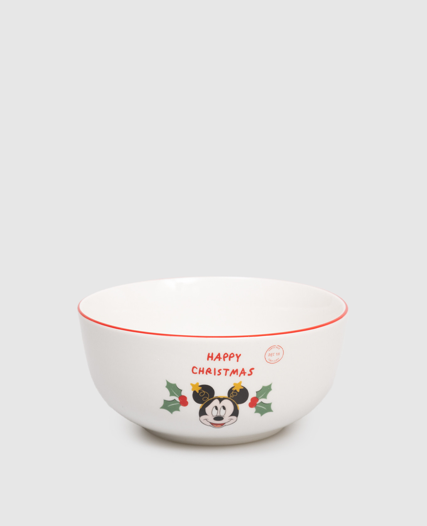 

White ceramic bowl Mickey Mouse with Happy Christmas print Disney