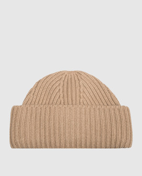 Yves Salomon Beige wool and cashmere beanie hat 23WAA502XXMACL
