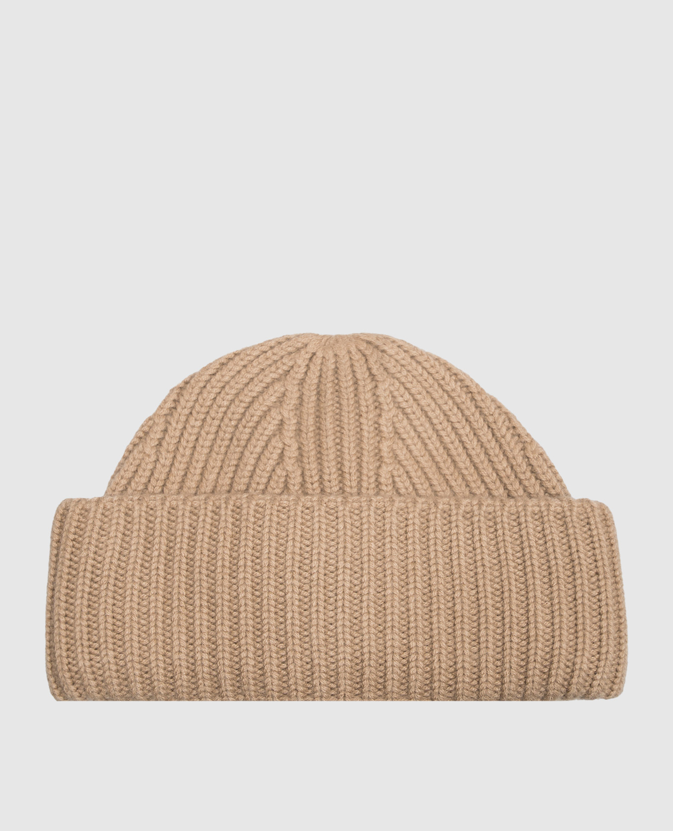 Beige wool and cashmere beanie hat