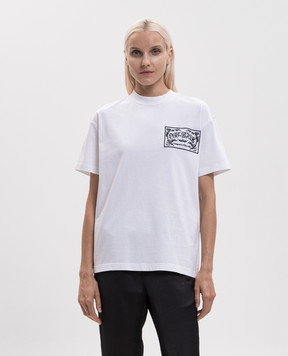 Off-White White T-shirt with embroidered logo 2FA00556T