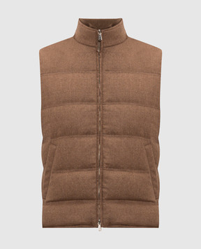 Enrico Mandelli Brown wool and cashmere down vest 4T772A5804