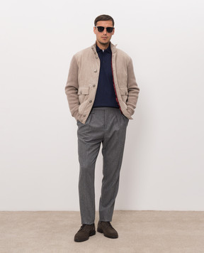 Brunello Cucinelli Blue wool and cashmere cardigan M2400106