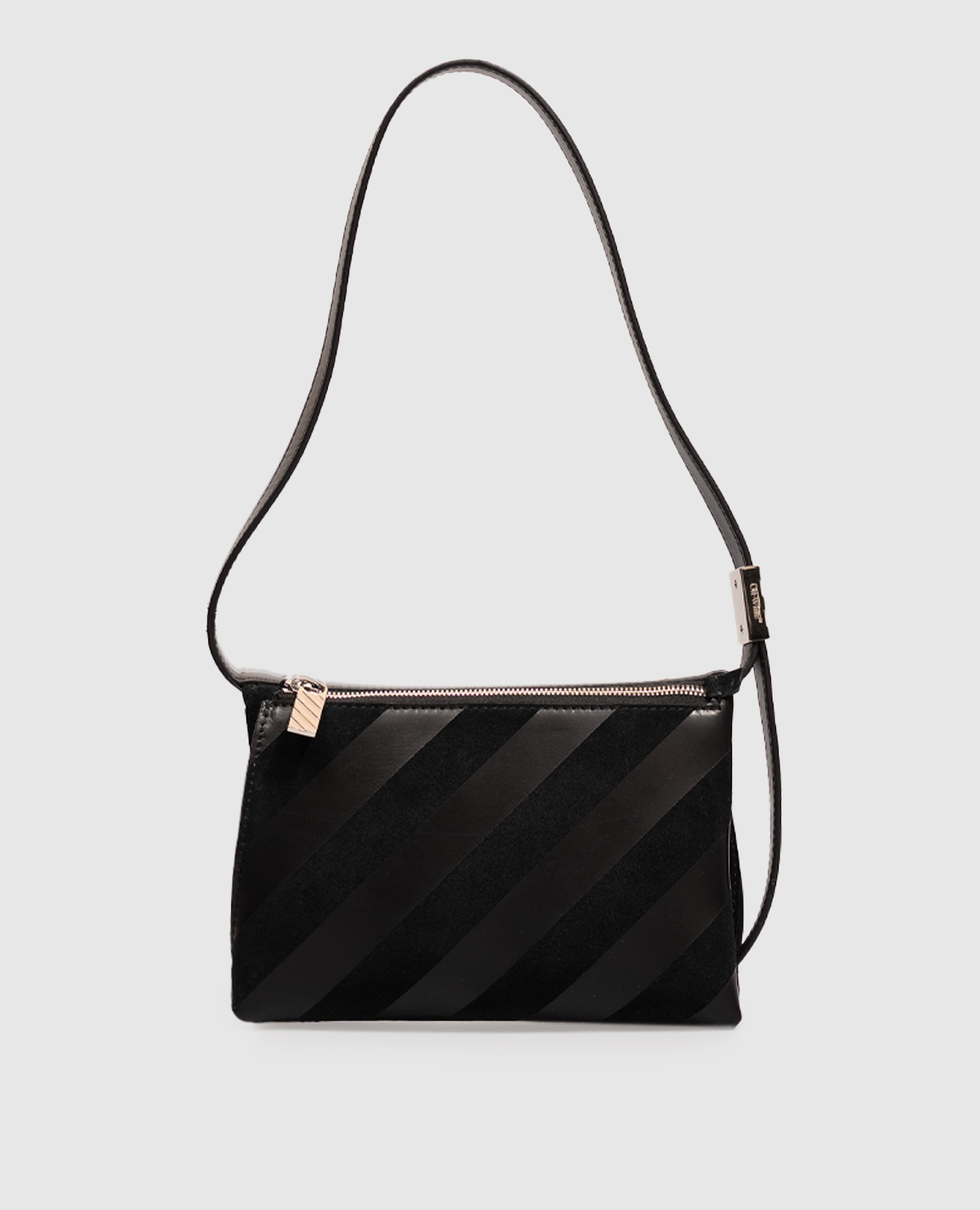 Black leather Sandbag 404 with Diag print Off-White