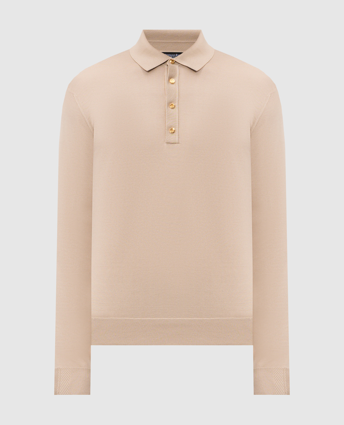 Beige long-sleeved polo with silk