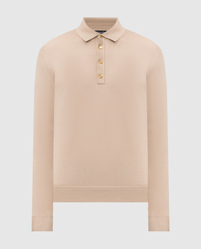 Stefano Ricci Beige long-sleeved polo with silk K616440P34F26109