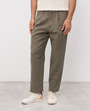 Brunello Cucinelli Khaki linen pants MP44DH0690