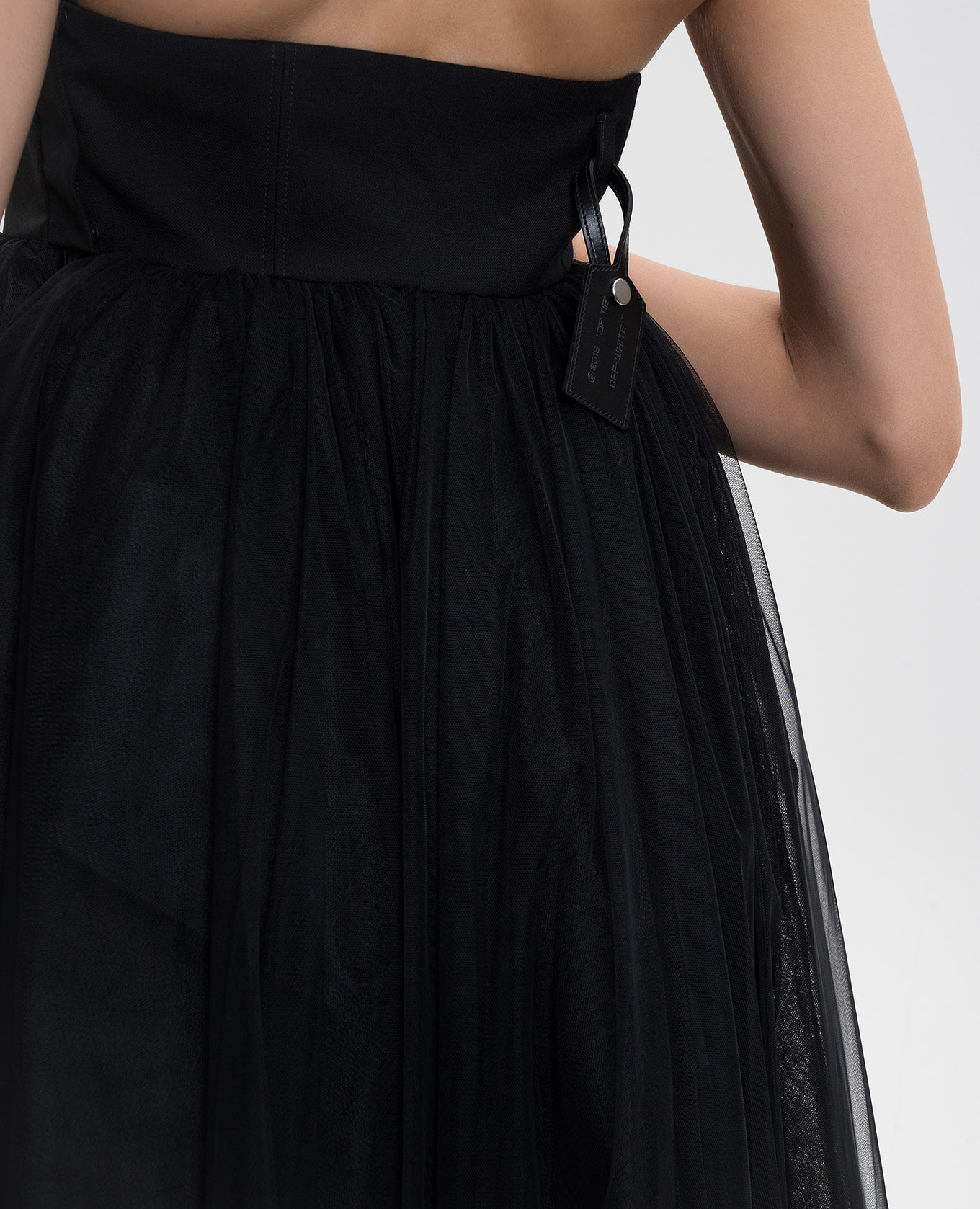 Black wool maxi dress with drape Off-White 4
