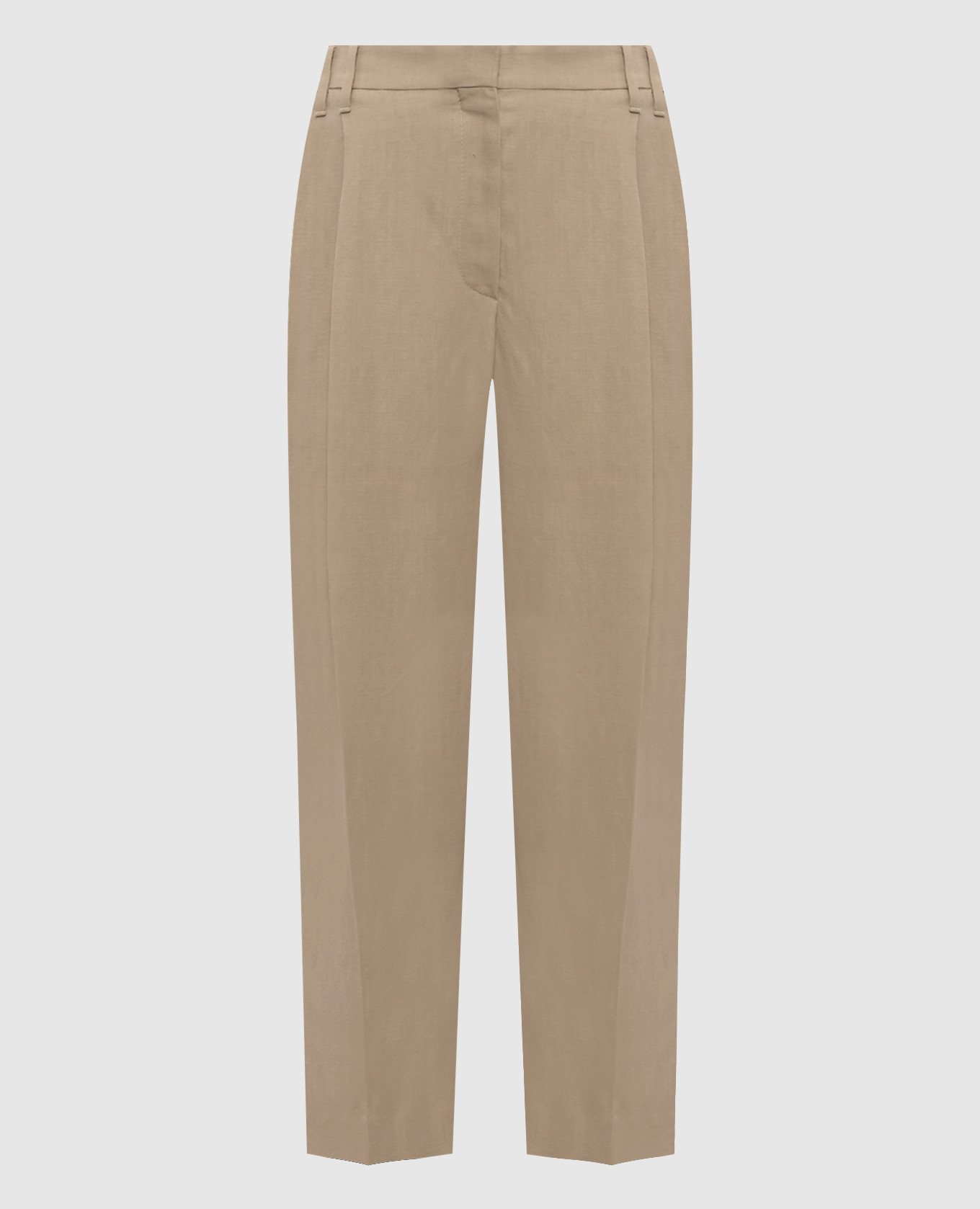 

Beige linen pants with monil chain Brunello Cucinelli, Brown