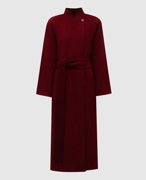 Jacob Lee Burgundy wool and cashmere coat WCC2076AW25NR