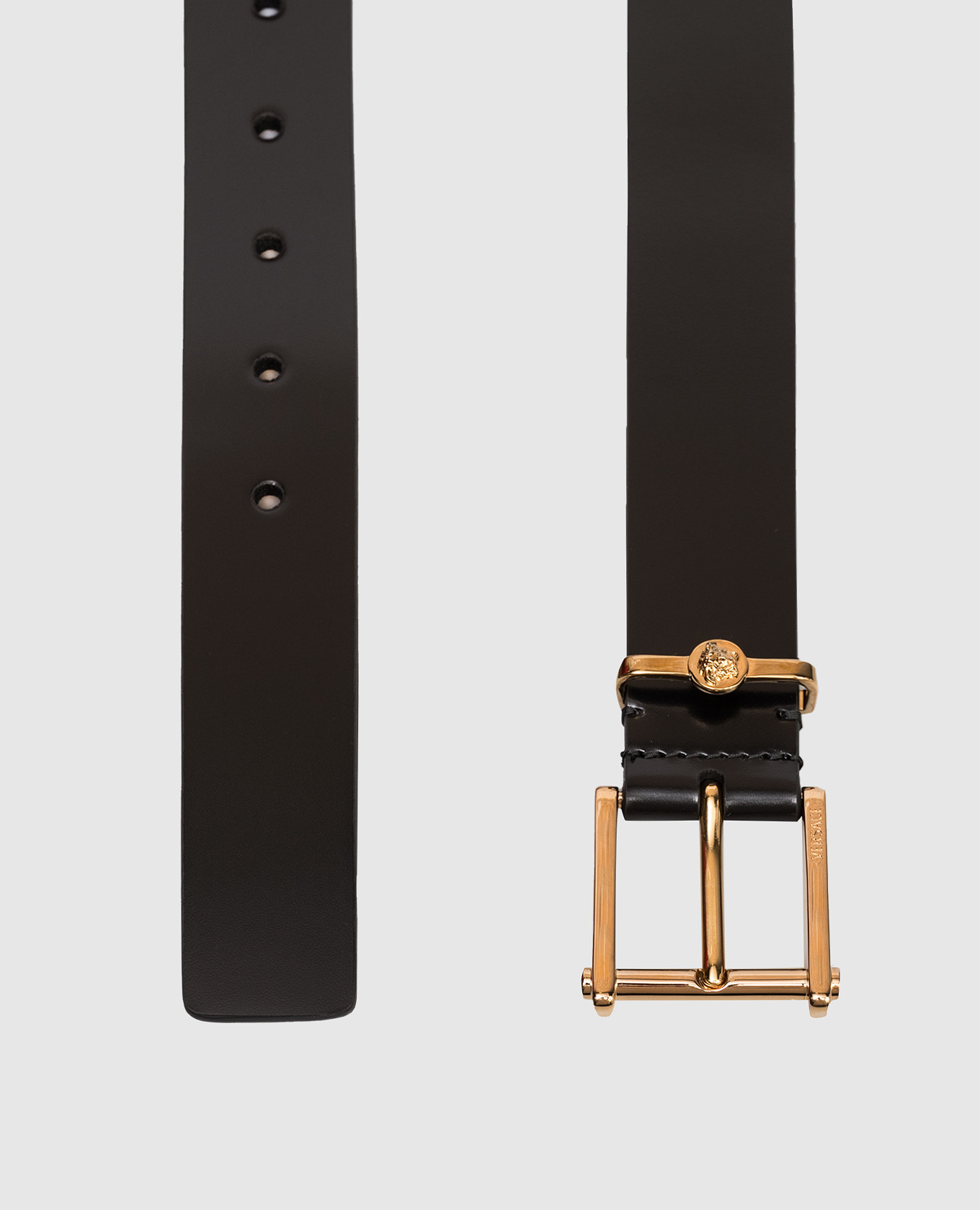 

Black glossy leather belt Versace
