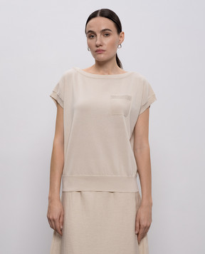 Peserico Beige top with monil chain A99058F129173I