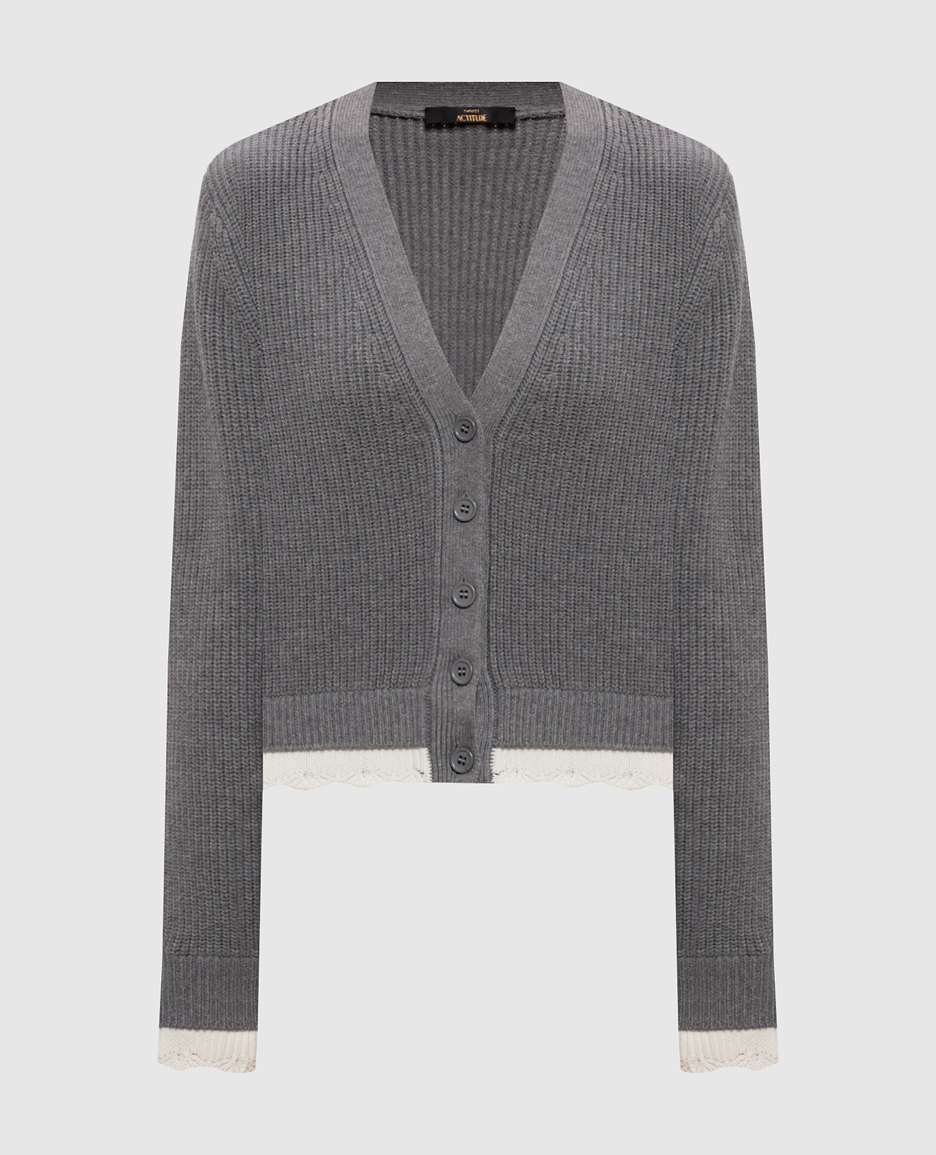 Graue Strickjacke aus Wolle