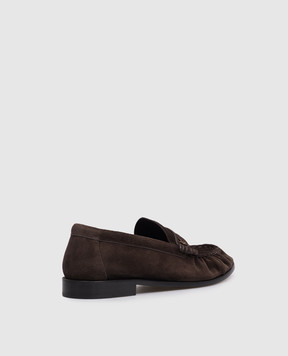 Saint Laurent Brown suede loafers CASSANDRE 8394712W5AC