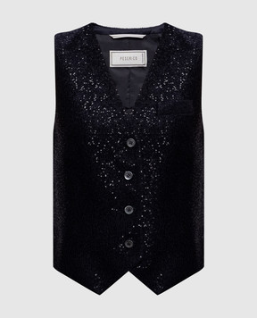 Peserico Blue sequined wool vest A03531D01515