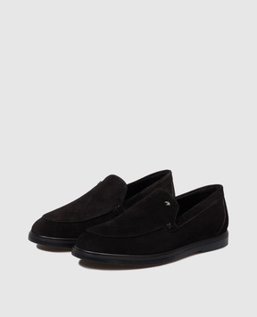 Stefano Ricci Black suede loafers with emblem UC62G2318SDP