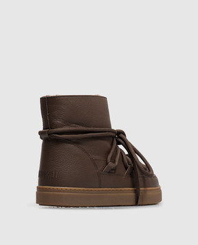 Inuikii Children's brown leather boots with fur 300100302113338