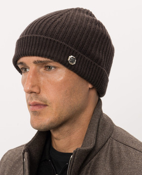 Bertolo Cashmere Brown cashmere hat 500019000005
