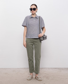 Peserico Striped polo with monil chain S06169J003040