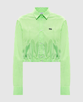 Vetements Green striped cropped shirt WE76SH389ES