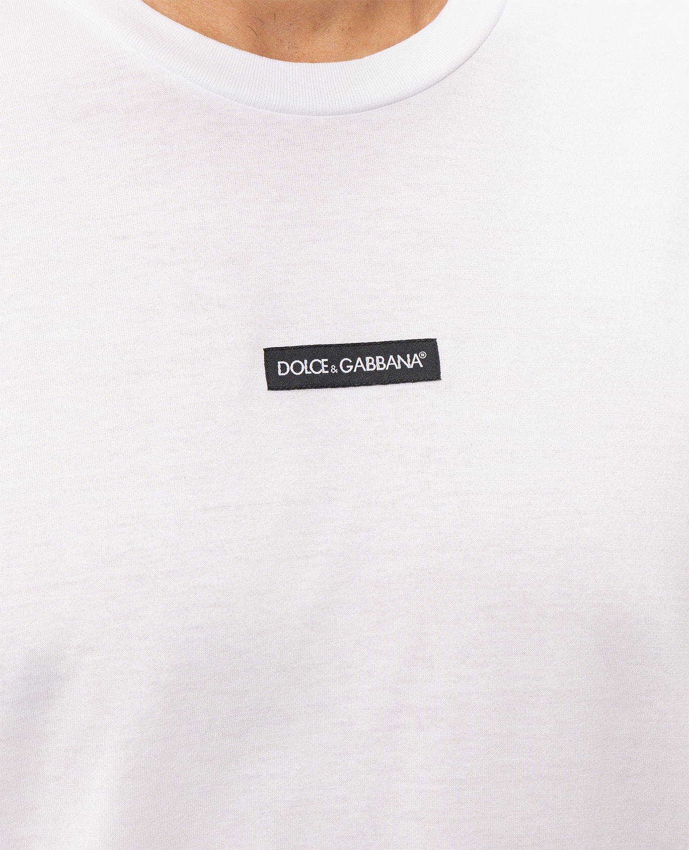 White T-shirt with logo patch Dolce&Gabbana 5