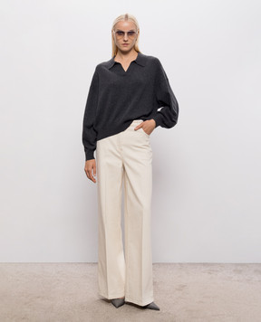 Agnona Beige jeans with logo patch T71205YUC077