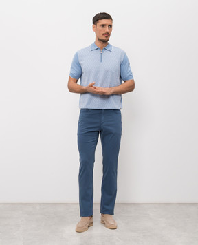 Stefano Ricci Blue pants with logo patch M8T61B0070TFANT