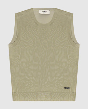 Fendi Khaki top with logo embroidery FZXE84AW4V