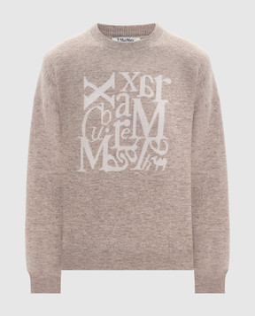 Max Mara Beige SMMFLIPPER wool and cashmere sweater with logo SMMFLIPPER