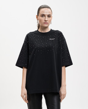 Off-White Black T-shirt with Swarovski crystals 2AA13MS26JER001