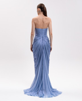 Iris Serban Yasmina blue dress with drapery CAROLA