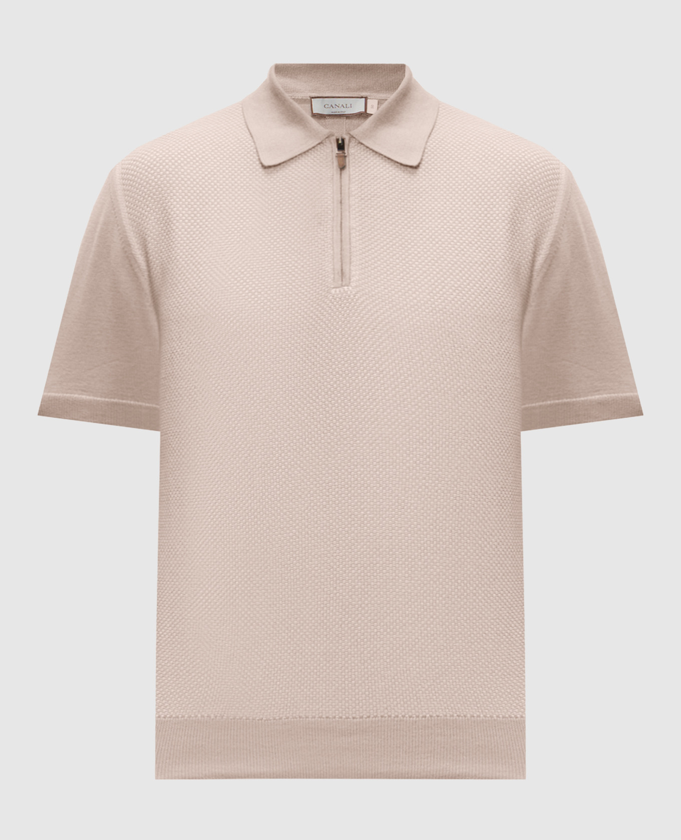 Beige cotton polo shirt