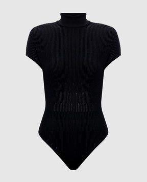 Balmain Black ribbed wool bodysuit HF1BC060KK06