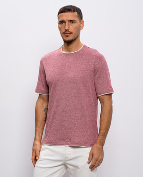 Brunello Cucinelli Pink melange linen t-shirt MW8357427