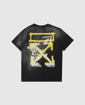 Off-White Children's black T-shirt with Arrow Spray print 44BAA002S26J00F
