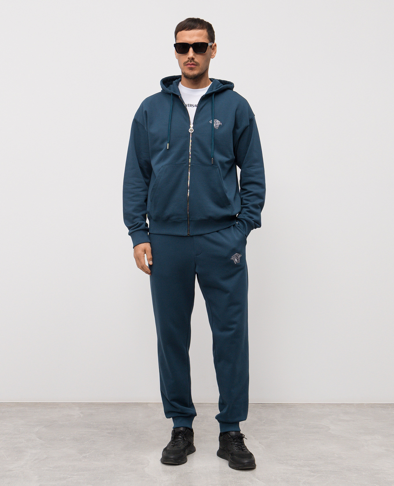 

Blue joggers with embroidered logo Versace